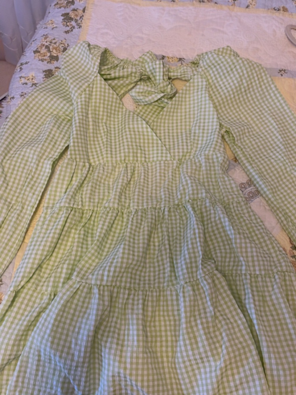 Urban Outfitters Light Green Gingham Mini Dress Never Worn